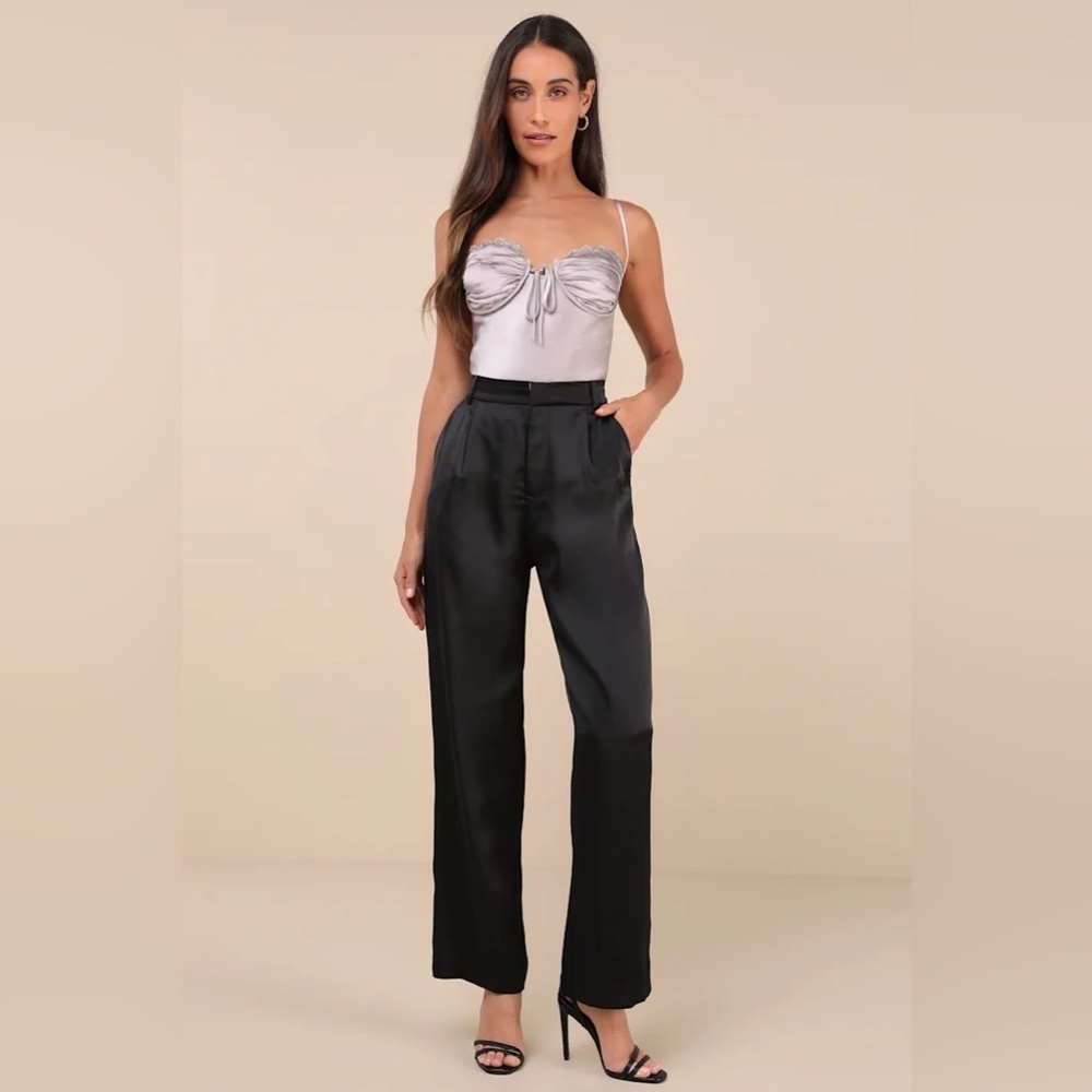 Lulus Flawless Behavior Black High-Rise Straight Leg Pants - Picture 2 of 9